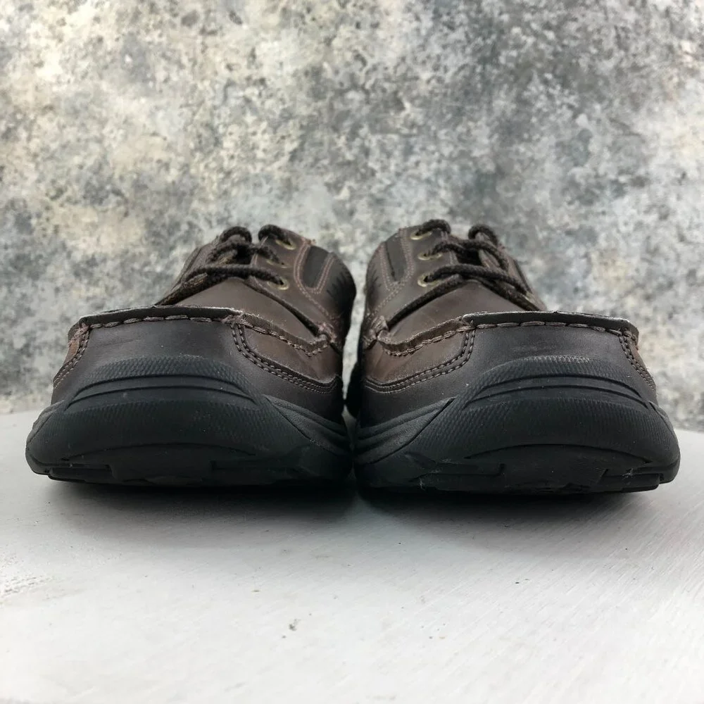 Skechers Men's Size 10 Dark Brown Leather Relaxed Fit Memory Foam Shoes 64114